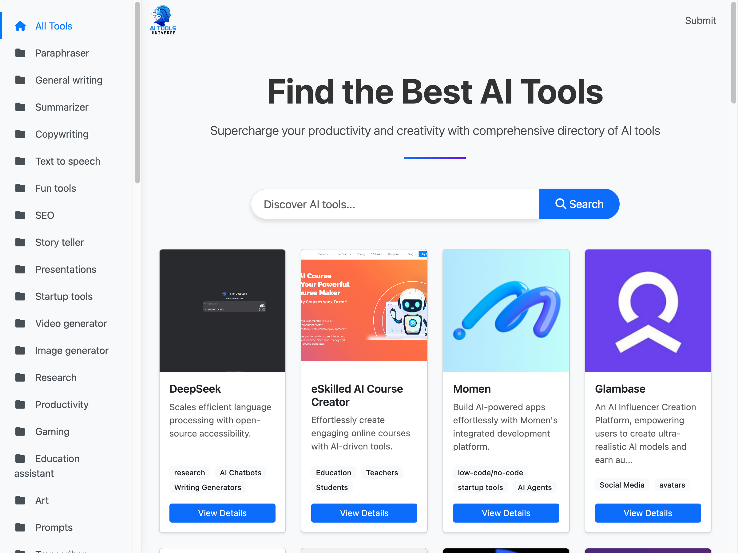 AI Tools Universe Screenshot