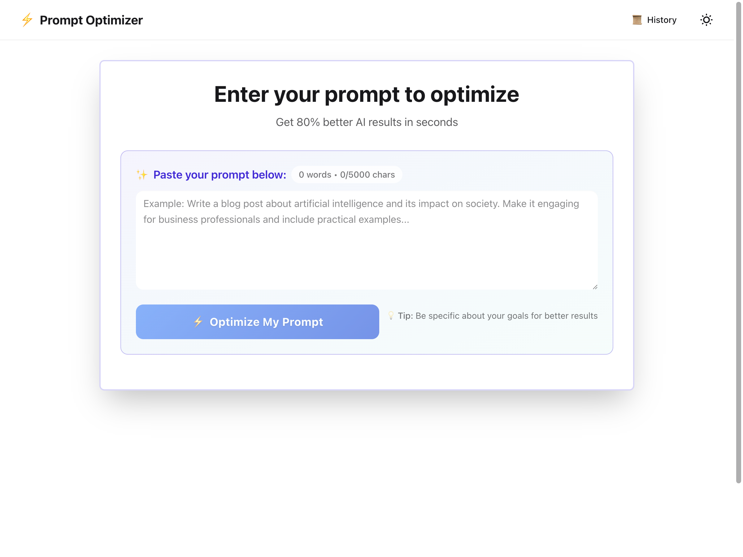 Prompt Optimizer Screenshot