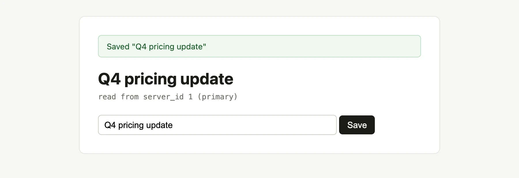 With the middleware moved ahead of route binding and a 6 second window, the heading shows the new title straight after the save